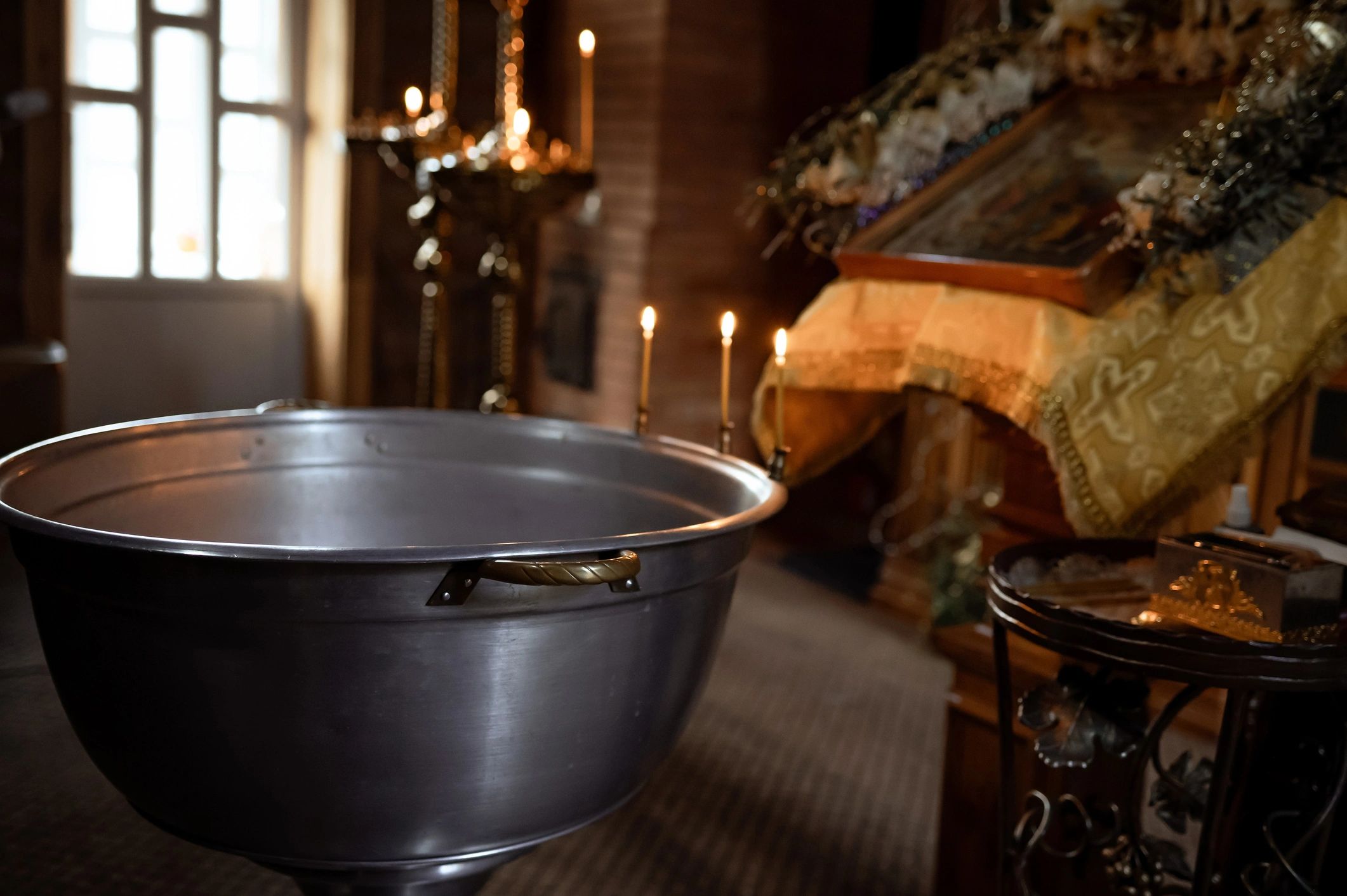 Candles and ceremonial setting for ritual practice